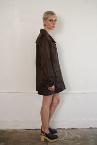 Y2K Brown Satin Trench