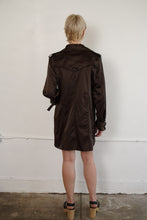 Load image into Gallery viewer, Y2K Brown Satin Trench
