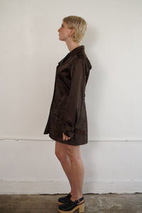 Y2K Brown Satin Trench