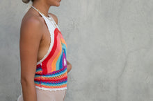 Load image into Gallery viewer, Crochet Rainbow Halter Top
